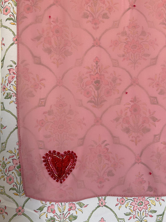 Pink Hijab with Beaded Heart