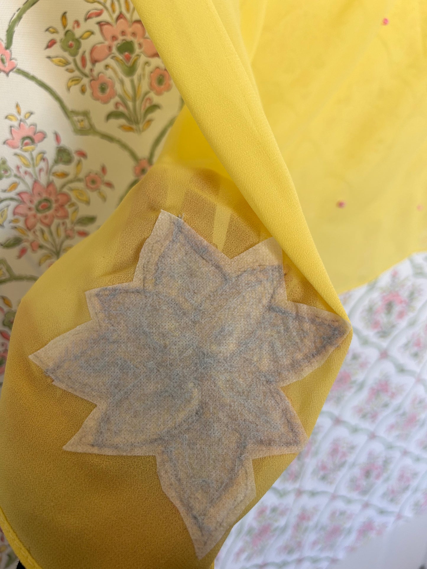 Yellow and Pink beaded hijab