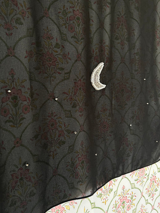 Black Hijab with a Beaded Moon